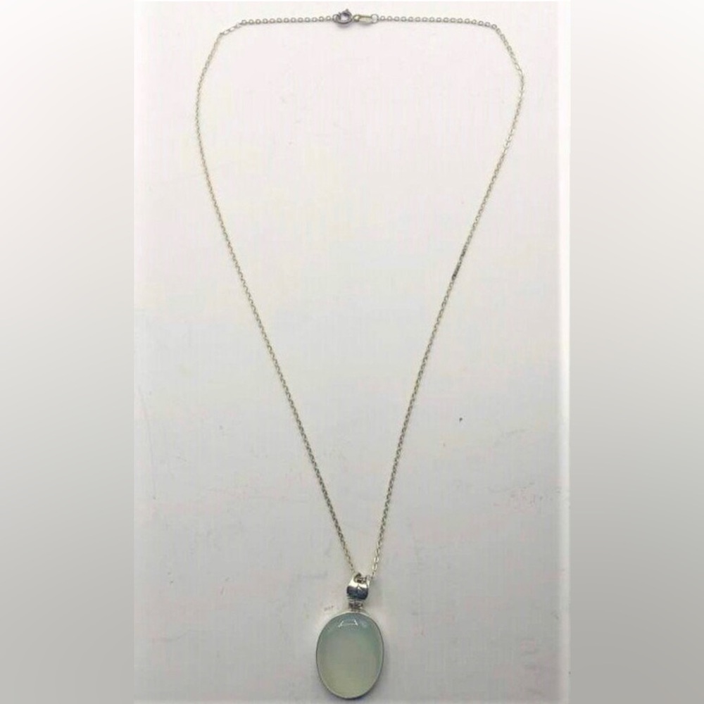 Genuine moonstone necklace w sterling silver chain